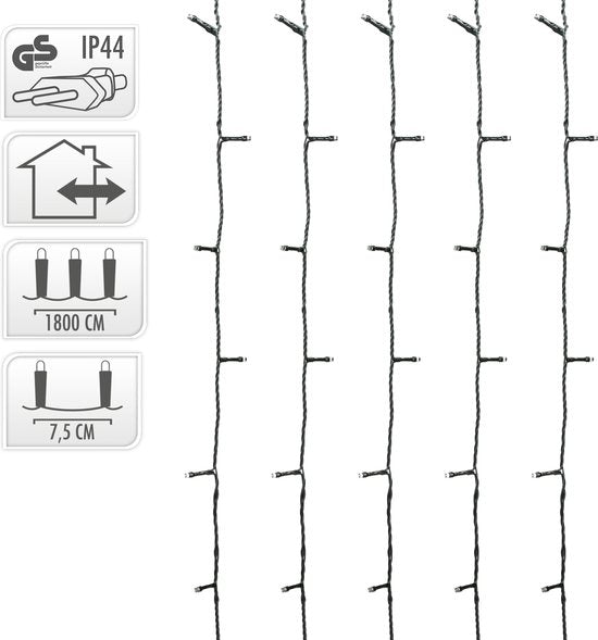 Nampook Weihnachtsbaumbeleuchtung - 18 Meter - 240 warmweiße LEDs - Außenbereich