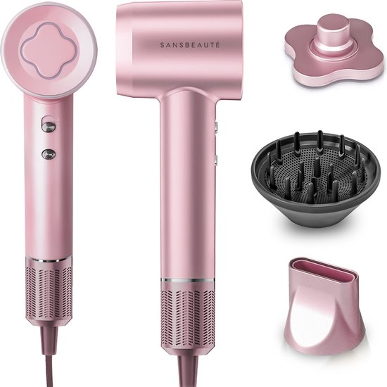 Sansbeauté® Haartrockner mit Diffusor - Locken - 110.000 U/min - Ionen-Haartrockner mit Bürste - 3 Stufen - 3 Aufsätze - Reisehaartrockner - Coolshot - Haartrockner mit Diffusor - Haartrockner - 2000W - EssentiaPRO®
