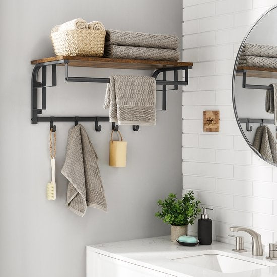 O'DADDYÂ¬Ã† Garderobenständer - Wandgarderobe mit 5 Haken - 66 x 30 x 27 cm - Garderobenständer Wandgarderobe - Kleiderständer hängend - braun