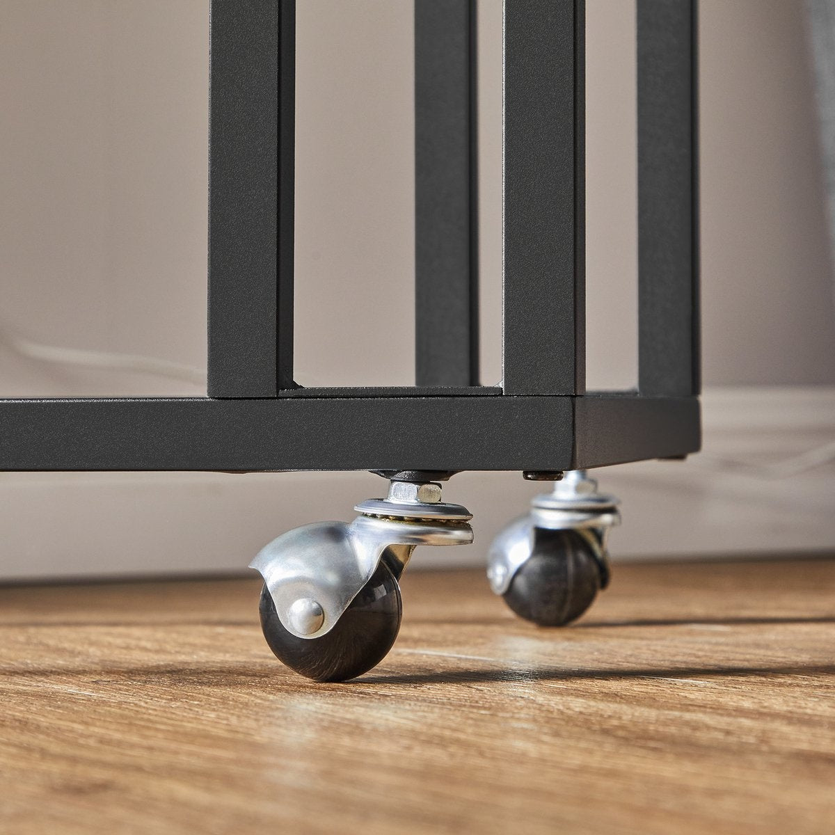 O'DADDYÂ® Beistelltisch - Beistelltische - Beistelltisch Metall mit Holz - Beistelltisch - Couchtische - Beistelltisch schwarz - Nachttisch mit Rollen - Beistelltisch Rollen - Beistelltisch - Beistelltische mit Rollen - 50 x 35 x 55 cm - schwarz - grau