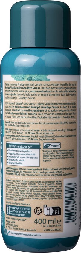 Kneipp Goodbye Stress – Badeschaum – Wasserminze und Rosmarin – 400 ml