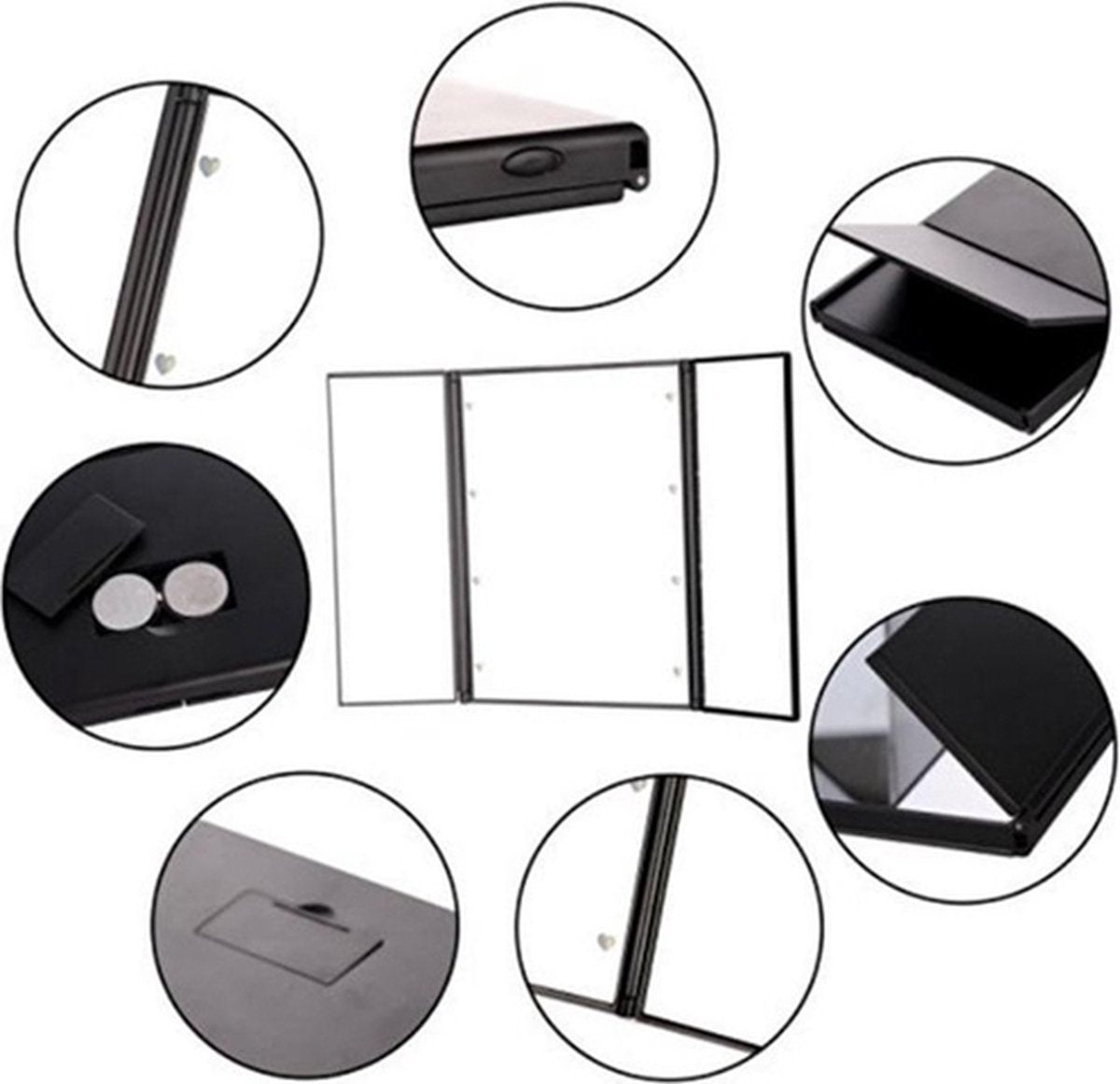 Fuegobird - Spiegel - mit LED-Beleuchtung - Make-up-Spiegel - Schwarz