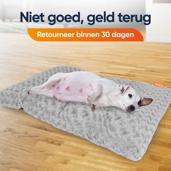 Happysnuts Hundekissen 90 x 60cm - Hundebett - Donut Hundebett - Flauschig - Grau - Waschbar