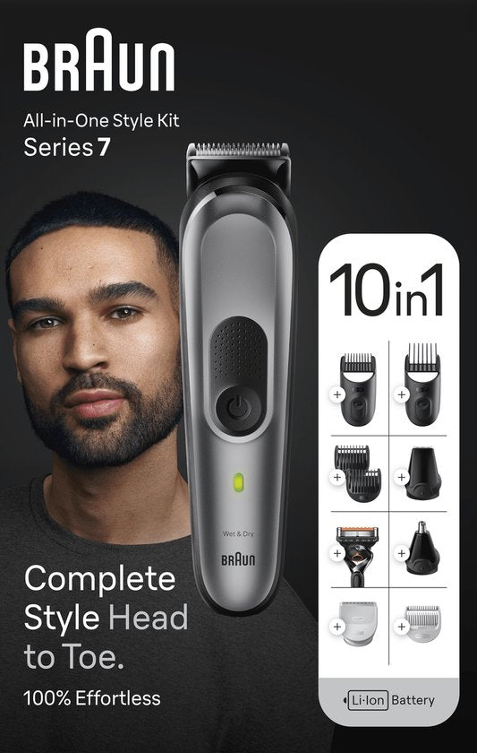 Braun All-In-One Style Kit Series 7 MGK7420, 10-in-1-Set für Bart, Kopfhaar, Manscaping und mehr