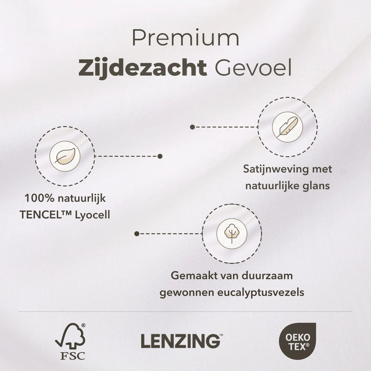 Sjumo - Tencel Satin Bettbezug - 240x220 cm - Frisches Weiß Tencel & Baumwollsatin - Hochglanz & Seidenweich - Antiallergisch & Atmungsaktiv - Inklusive 2 Gratis Kopfkissenbezüge