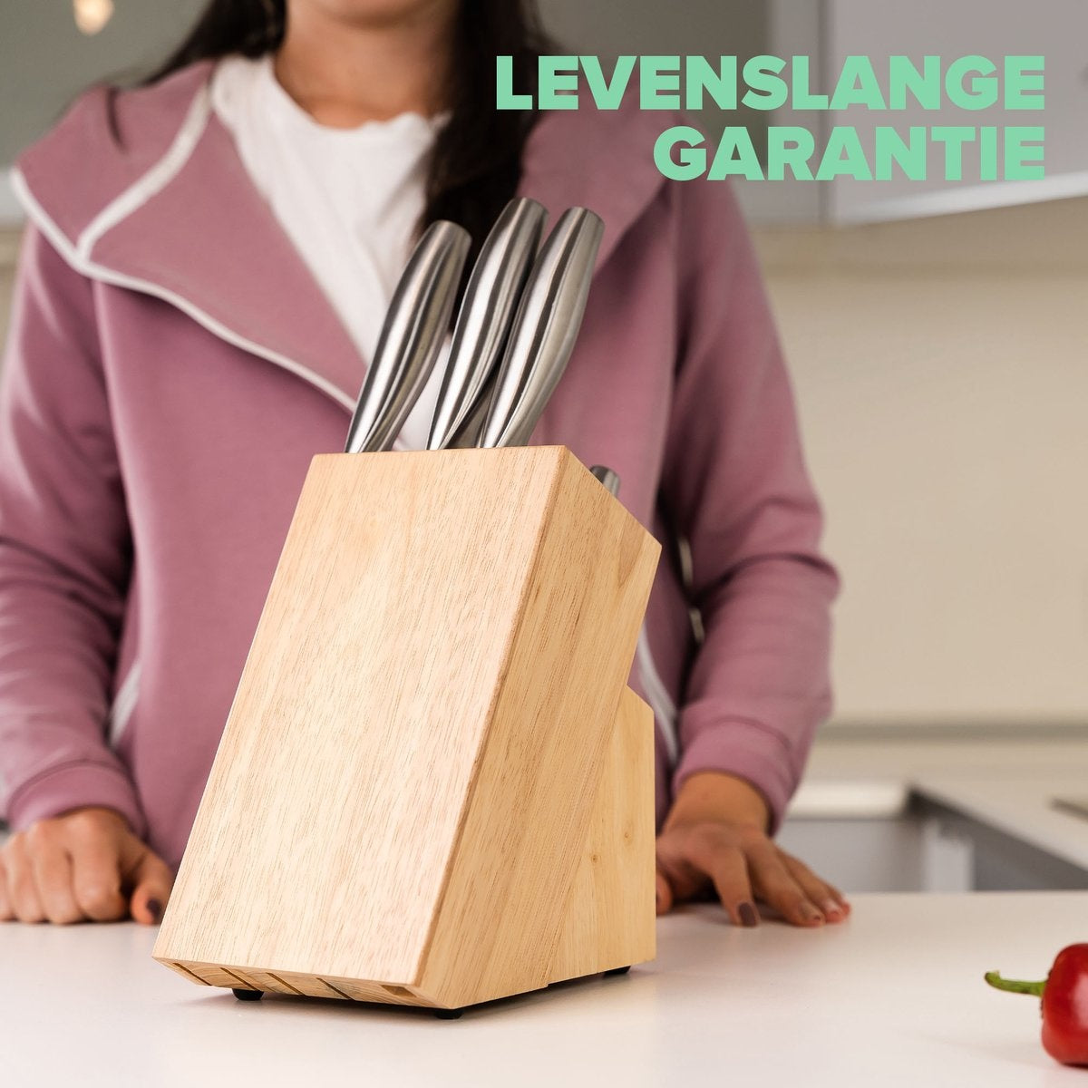 Messerblock ohne Messer - Messerhalter aus Holz von Coninx - Rubberwood Light - Messeraufbewahrungseinheit