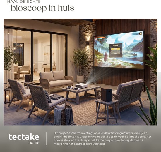 tectake® Beamer-Leinwand – 100 Zoll (257 cm) – 16:9-Projektionsleinwand mit doppeltem Stativ – 4K HD – aufrollbar – ausziehbar – Projektionsleinwand – Präsentationsleinwand – Heimkino – inklusive Tragetasche