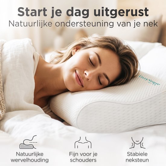 CozySense® Ergonomisches Kissen - Verstellbares Memory-Foam-Kissen - Memory-Foam-Schlafkissen - Seiten-, Rücken- und Bauchschläfer - 3-Schicht-System - Orthopädisch - Bambusbezug