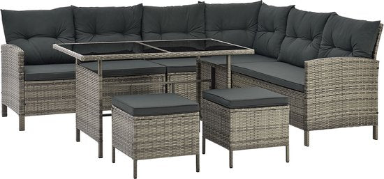 Sitzgarnitur aus Polyrotan - Manacor - Grau