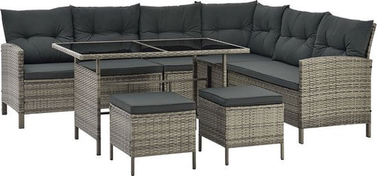 Sitzgarnitur aus Polyrotan - Manacor - Grau