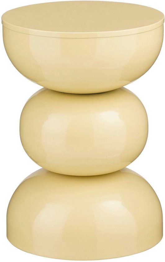 Mica Decorations Luna Beistelltisch – Runder Beistelltisch H46 x Ø32 cm – Eisen-Beistelltisch für Schlafzimmer oder Wohnzimmer – Nachttisch oder Pflanzenständer – Beige