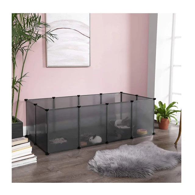 Songmics Multifunktionaler Haustierkäfig und Trainingspark – 143 x 71 x 47 cm – Grau mit 20 Elementen