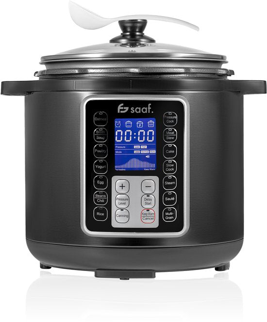 Multikocher - 11-teiliges Set - 6L - 12 automatische Programme - Langsamkocher, Reiskocher, Dampfgarer, Schnellkochtopf - Grau - von Saaf