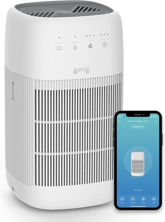 Gologi Luftentfeuchter und Luftreiniger - Luftentfeuchter - Große Kapazität - Extra leise - 750ml/Tag - HEPA 13 Filter - Schlafzimmer, Badezimmer, Keller etc.