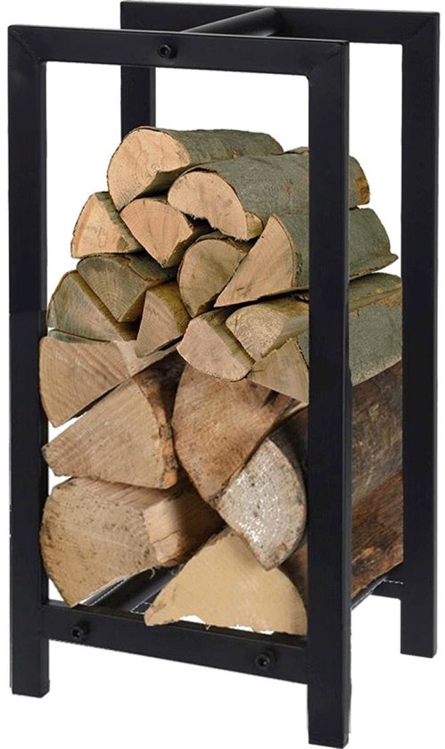 Kaminholzregal – Aufbewahrung für Brennholz – 30 x 23 x 60 cm – Mattschwarz