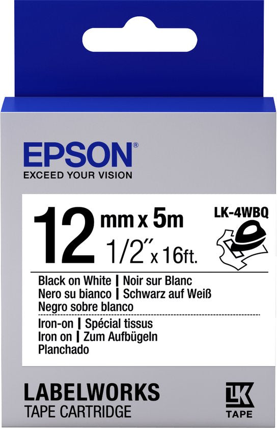 Etikett Cartridgestrijk Etikett LK-4WBQ Schwarz/Weiß 12mm (5m)