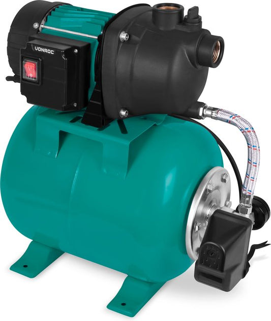 VONROC Hydrophor-Pumpe / Hydrophor-Set mit Druckschalter - 800W - 3300l/h - 19L Tank - Kunststoff-Pumpengehäuse