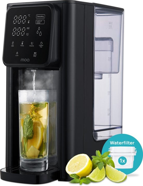 MOA Heißwasserspender - Wasserkocher - Temperatureinstellung - Mengeneinstellung - Digitalanzeige - abnehmbarer Wassertank - 3 Liter - Schwarz- HWD30B
