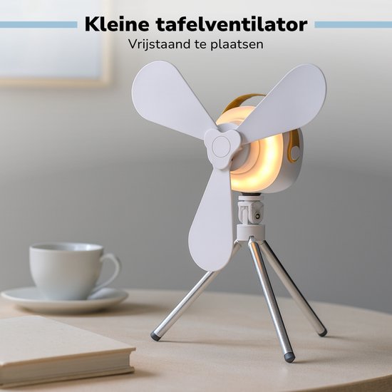 Lifetime Air Tischventilator – USB-C-aufladbarer Ventilator – Stativventilator mit Nachtlicht und Fernbedienung – Ventilator mit Fernbedienung und 3 Geschwindigkeitsstufen – Weiß