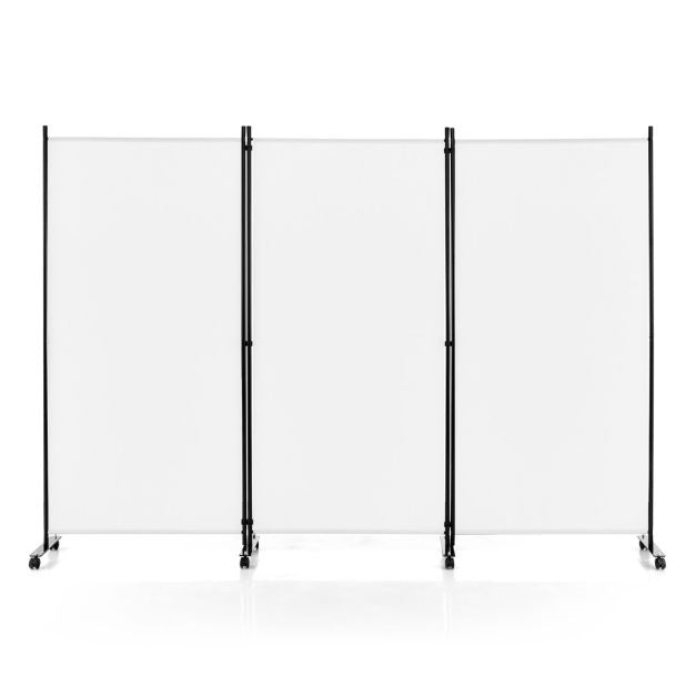 Raumtrenner mit 3 abnehmbaren Faltpaneelen 262x180cm Trennwand mit 8 Rädern Rahmen aus Polyester-Fasereisen