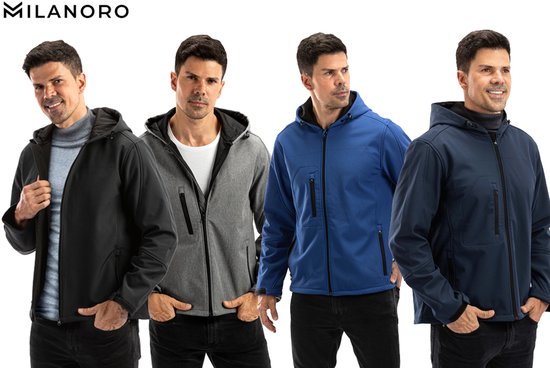 Milanoro - Wind- und wasserdichte Jacken - Jacke mit Kapuze - Hellgrau - XL