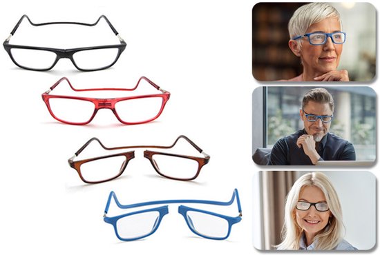 Milanoro - Magnetische Brille - Blau - Stärke +3