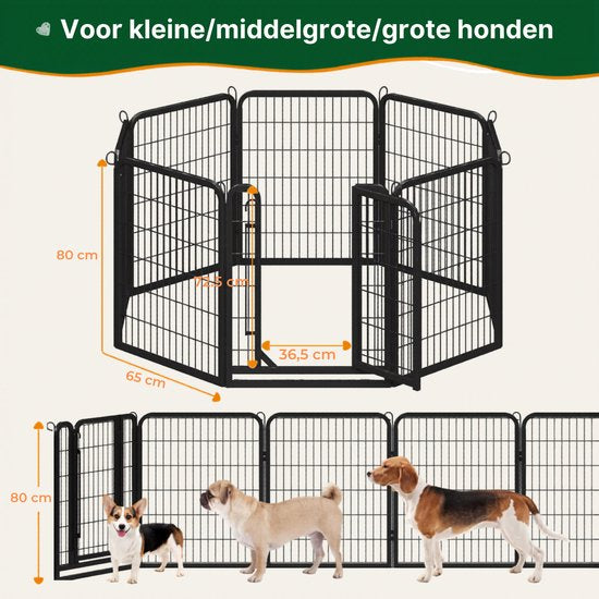 Yaheetech Welpenauslauf 80 cm – 8-teilig – zusammenklappbar – automatische Verriegelung
