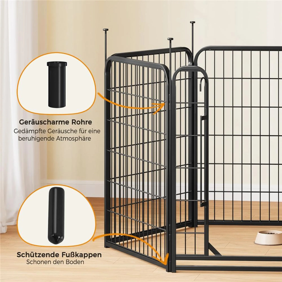 Yaheetech – Sicherer und flexibler Hundepark mit 6 Elementen, 80 cm – Mattschwarz – Metall