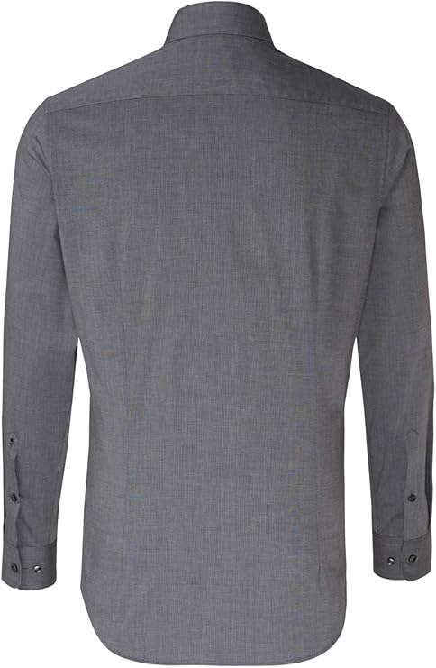Seidensticker Herren Business-Hemd, slimfit, bügelfrei, Kent-Kragen, langarm, 100% Baumwolle, dunkelgrau, 43