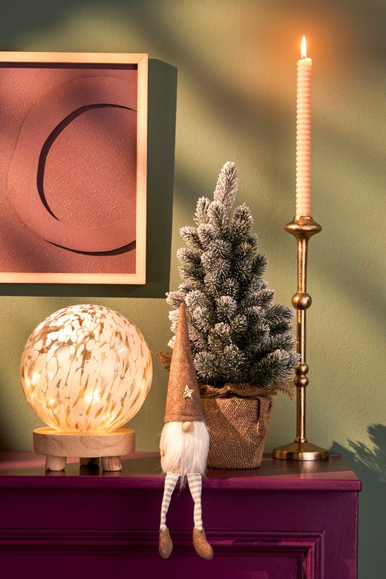 House of Seasons Dekokugel mit LED-Beleuchtung - H20 x Ø20 cm - Glas - Weiß