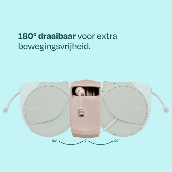 VONROC Automatischer Gartenschlauchaufroller – Gartenschlauchbox zur Wandmontage – inkl. 30 m Premium-Gartenschlauch, Spritzpistole mit 8 Sprühstufen und Anschlüssen – beige