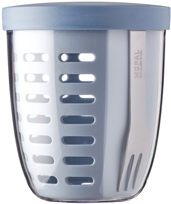 Mepal – Ellipse Obst- und Gemüseschale – 600 ml – inkl. Gabel – Nordic Blue