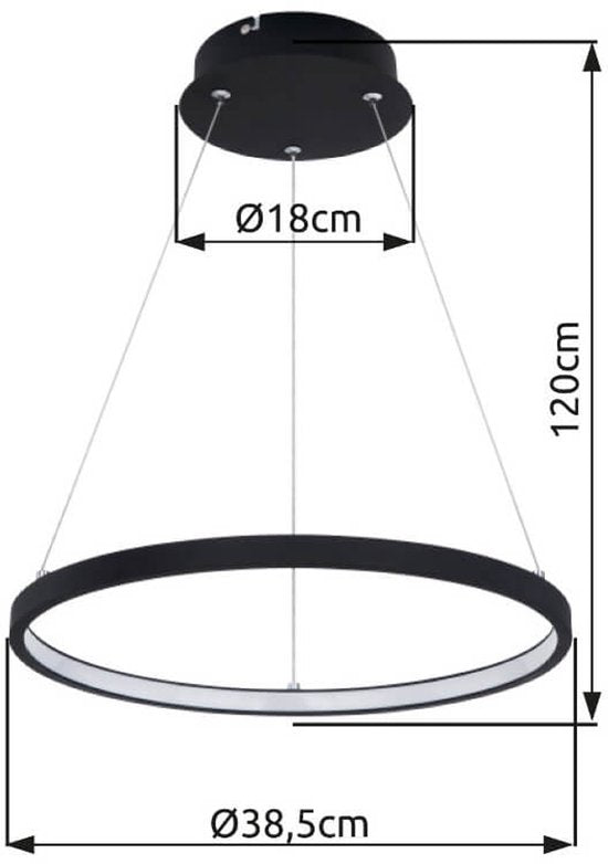 LED-Pendelleuchte mit einfachem Ring | Ø 38,5cm | Schwarz | Kreisförmige Pendelleuchte