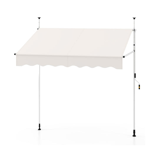 Coastal Sunshade 200 cm Weiß - Balkon-Sonnenschirm ohne Bohren, höhenverstellbar & UV-beständig mit Handbedienung