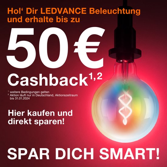 Ledvance Smart WiFi Deckenleuchte Orbis Frame – Ø 49,5 cm – 32-W-LED-Panel mit „Tunable White“ und Dimmfunktion – Weiß