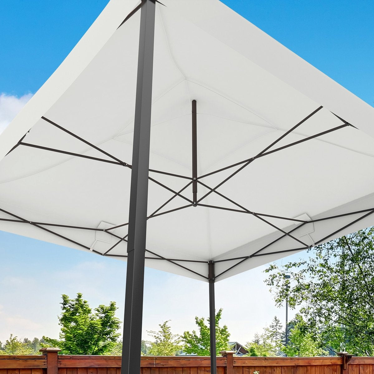 LifeGoods Partyzelt - Pavillon - 3x3 m - leicht aufbaubar - faltbar - wasserdicht - Tragetasche mit Rädern - weiß