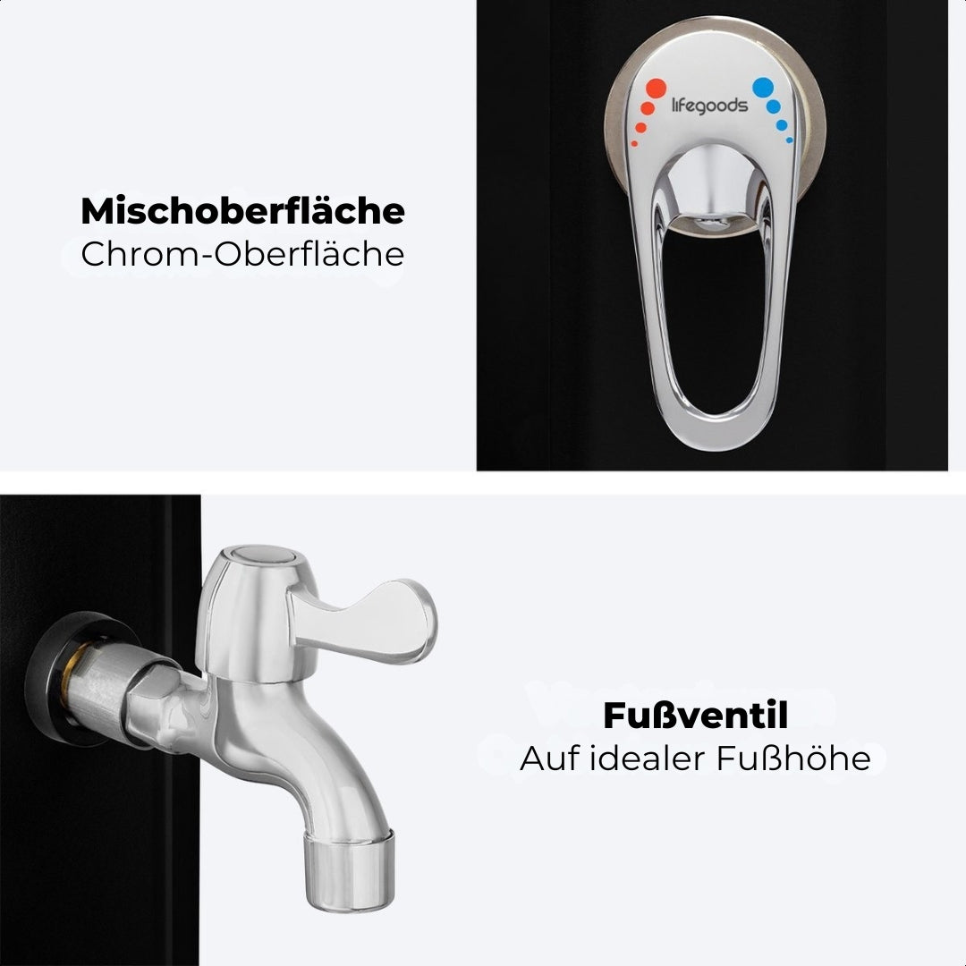 LifeGoods Outdoor-Dusche - Solar - 360° drehbarer Duschkopf - 35L - Schwarz