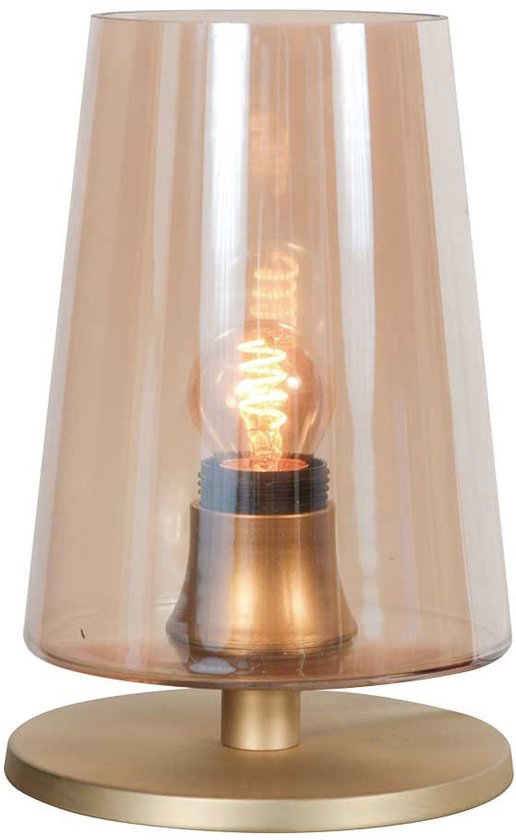 Tischlampe Ancilla 3103ME Messing, E27-Fassung, Touch-Ein-/Ausschaltung – Klassisches Design von Steinhauer – Aus Metall, Glas und Elektronik – 180 cm langes Kabel – Für den Innenbereich