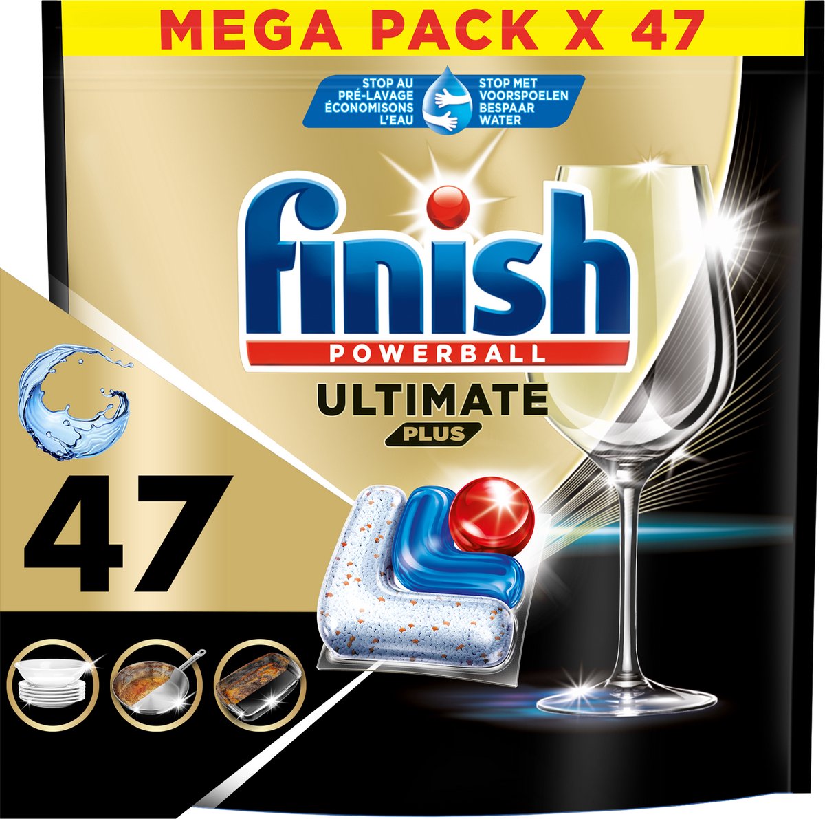 Finish Ultimate Plus All in One Geschirrspüler Tabletten Regular - 47 Kapseln - 15,5 x 11 x 9 cm - Weiß/Blau