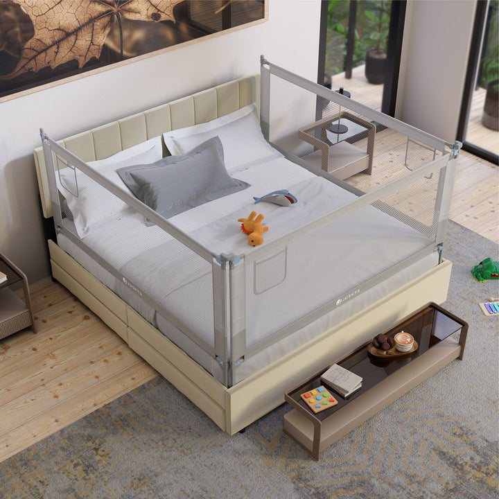 Juskys Jaron Bettgitter für Babies - Grau - Höhenverstellbar - 180 cm x 71-101 cm