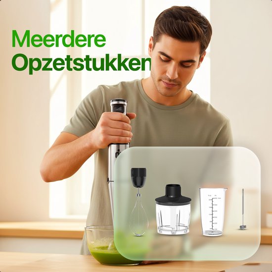 MATTI® - Stabmixer-Set 5in1 - Elektrischer Stabmixer - Zerkleinerer - Mixer - Milchaufschäumer - 1500W
