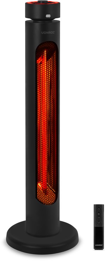 VONROC Stand-Terrassenheizer Panarea 2000 W – Terrassenheizer – Golden Carbon-Infrarotstrahler – Schwenkfunktion – inkl. Fernbedienung