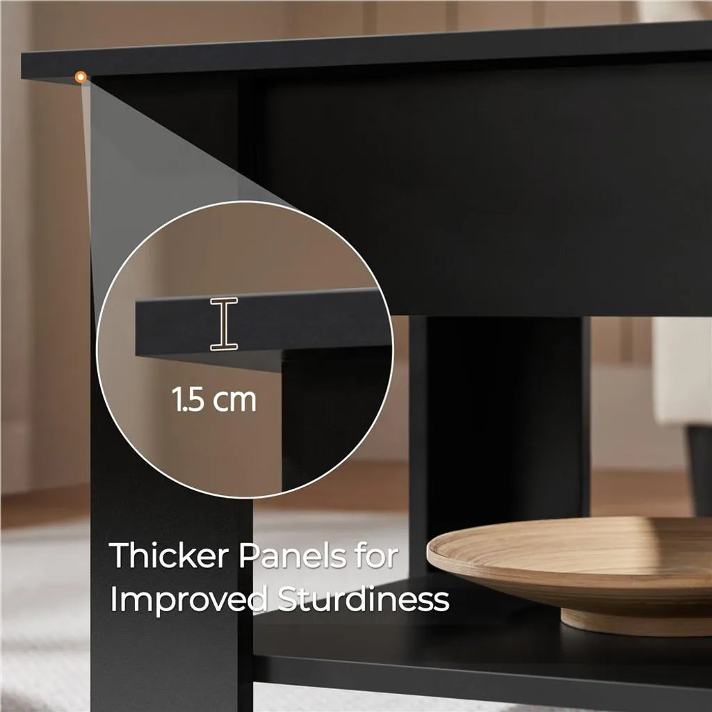 Yaheetech Couchtisch 120 x 59 cm – Schwarz – Verstellbarer Couchtisch mit Stauraum und Hebemechanismus