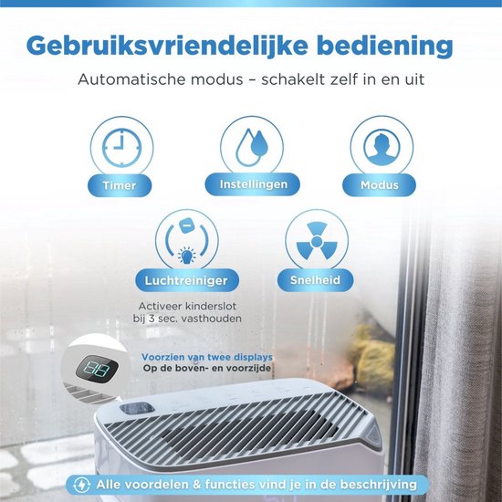 Vibrix DryFlow20 Luftentfeuchter - 20L pro Tag - Wäschetrocknungsfunktion - Energieeffizient - Luftentfeuchter für Bad, Keller, Dachboden & Schlafzimmer - Smart Dehumidifier