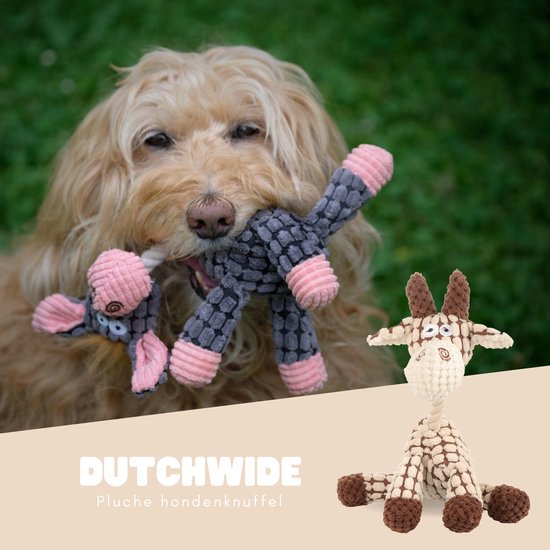Dutchwide Plush Dog Cuddle - Kuh - Hundespielzeug - Mit Quietsche - Hunde - Spielzeug - Langlebig - Spielzeug - Intelligenz - Intelligenz