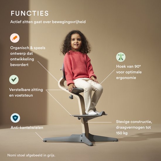 Stokke Nomi Stuhl, Walnuss / Schwarz – Fördert das aktive Sitzen – Werkzeuglos verstellbar – Inklusive stabiler Fußstütze und kippsicherer Rollen – Tragkraft bis zu 150 kg