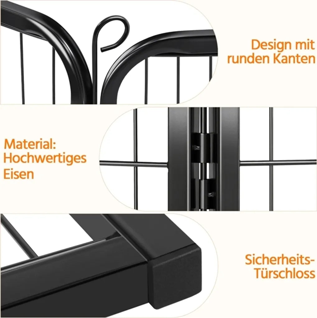 Yaheetech Welpenauslauf - 16-teilig - 60 cm - Mit 2 Türen - Schwarz