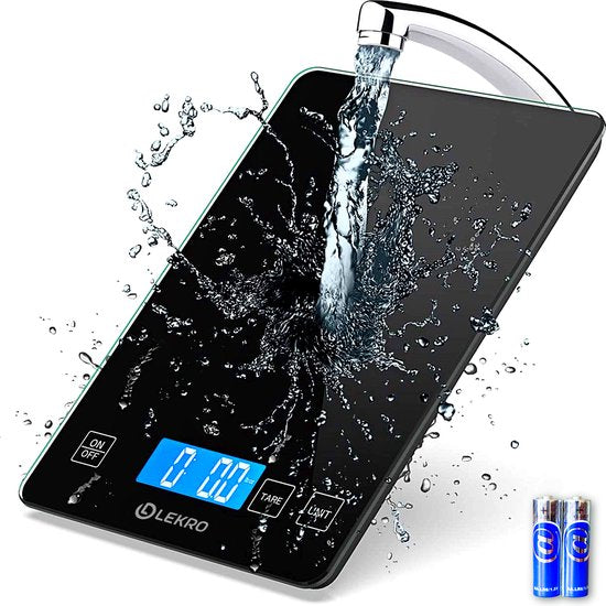 Digitale Präzisions-Küchenwaage – Küchenwaage – 1 g bis 15 kg – Tara-Funktion – Schwarz