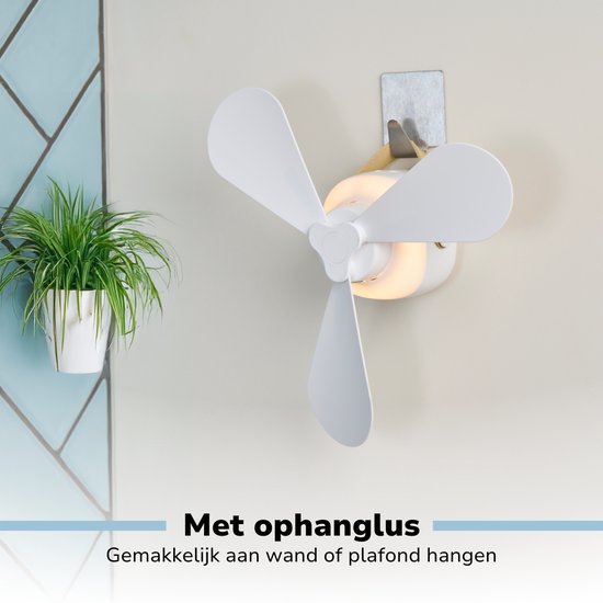 Lifetime Air Tischventilator – USB-C-aufladbarer Ventilator – Stativventilator mit Nachtlicht und Fernbedienung – Ventilator mit Fernbedienung und 3 Geschwindigkeitsstufen – Weiß