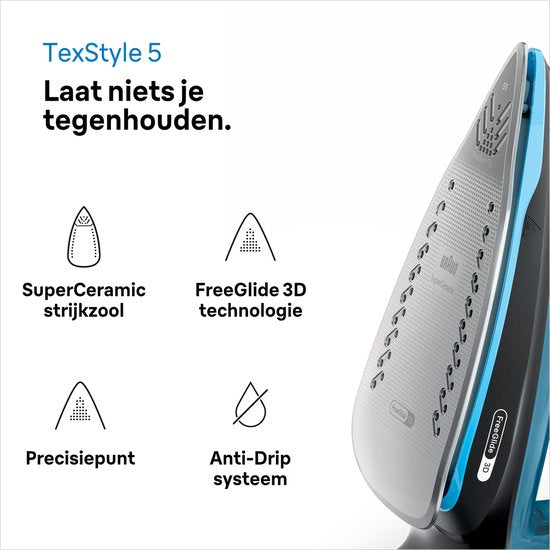 Braun TexStyle 5 SI5256BL – Dampfbügeleisen – Gleitet mühelos rückwärts – Selbstreinigend – Blau
